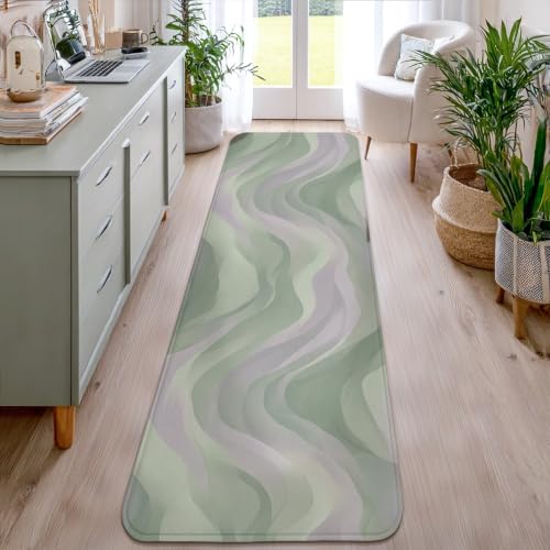 Alfombra de pasillo moderna rectangular verde de 2 x 8 pies para puerta 6