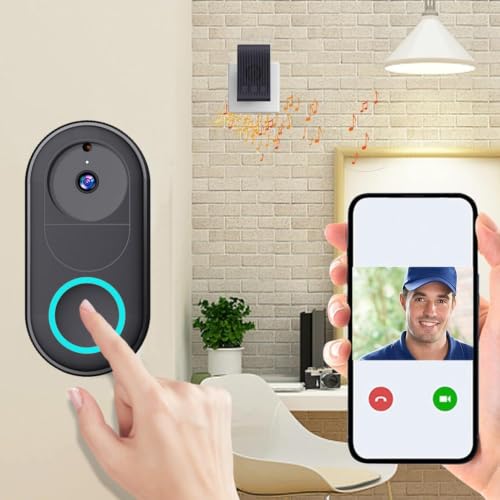 Wireless WiFi Video Doorbell, 1080P HD Free Cloud Storage Smart D...