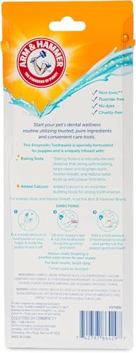 Image of Arm & Hammer Complete Care Puppy Dental Kit, Enzymatic Toothpaste with Baking Soda and Calcium for Dogs, Peanut Butter Flavor, Toothbrush and Microfiber Brush Included, Fluoride-Free, 2.5 Oz - 2 Pack