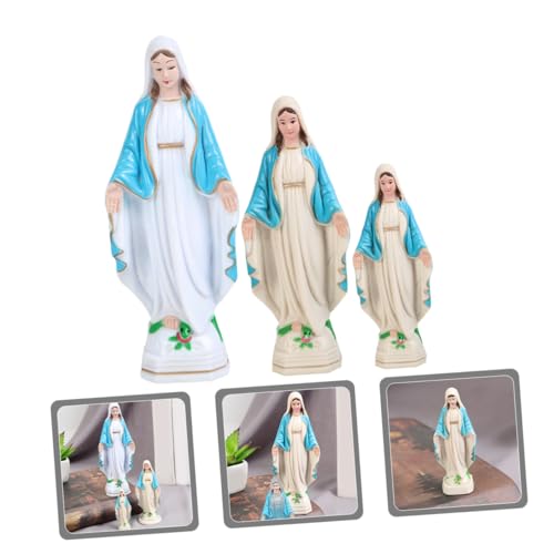 Set de 3 estatuas virgen María de resina miniatura 7