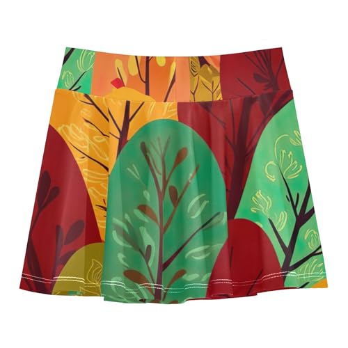 Toddlers Tennis Skirts Autumn Leaf Orange Green Athletic Shorts Girls Skorts Pink Cute Pleated 4t2