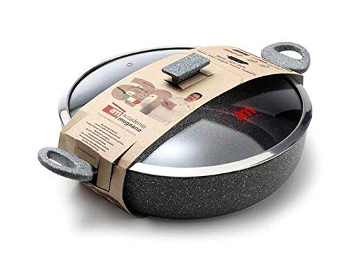 TEGAME REGINA DI PIETRA CM.32 CON COPERCHIO VETRO PER INDUZIONE