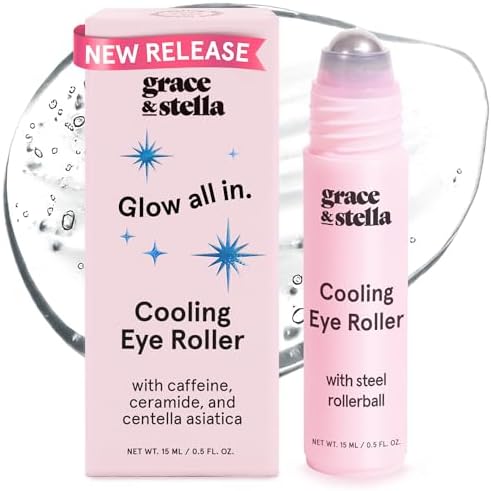 grace and stella Eye Roller with Cooling Metal Rollerball - Under Eye Cream for Dark Circles - With Caffeine and Ceramide - Travel Essentials - Vegan Skincare (15ml / 0.51floz)