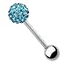 BodyJ4You Tongue Ring 14G (1.6mm), Pave Crystal Ball Top Barbell