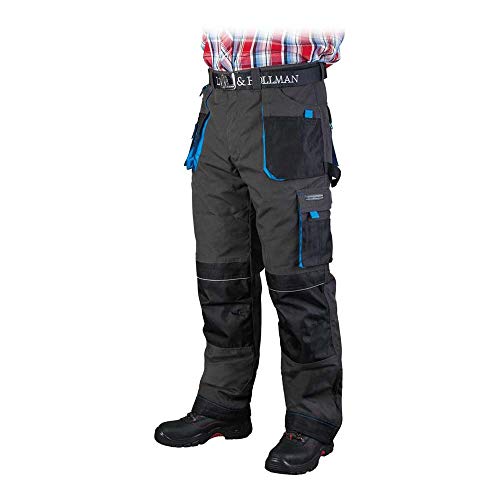 Leber&Hollman LH-FMNW-T_SBNL - Pantalones protectores forrados (talla L), color gris, negro y azul