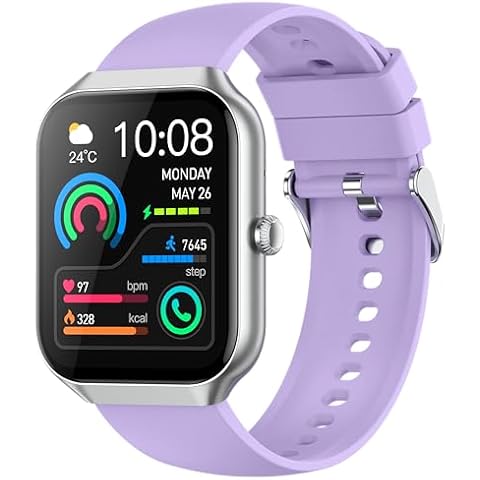 Jugeman Smart Watch, 1.96" HD SmartWatch for Women Men (Answer/Make Calls), Activity Trackers 113+ Sport Modes, IP68 Waterproof, Heart Rate/Sleep Monitor, Fitness Watch for iOS/Android Purple Cover