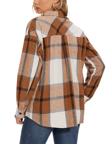 Moss Rose Womens Casual Plaid Shackets Button Down Long Sleeve Jacket Coats Shirts2