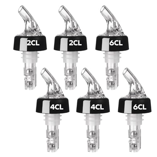 Lyivisk 6 Stück Flaschenausgießer 2/4/6cl, Schnapsspender, Bar Portionierer, Ausgießer Spirituosen, Flaschenausgießer für Wein, Schnaps, Cocktails,Kaffee