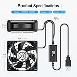 ELUTENG USB Fan 80mm 2 In 1 Computer Fan 5V Mini Desk Fan 2700RPM 32CFM Dual USB PC Fans Cooling Radiator with Black Metal Grill Double Fans For Home Office Bedroom Library - Image 7