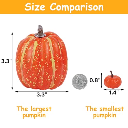 Image of winemana 46 Pcs Artificial Pumpkins for Decorating Fall Decorations | Assorted Size, Mixed-color Foam Pumpkin for Home, Thanksgiving Table Centerpiece, Wedding Party Decor