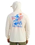 HUK Mens Hoodie Tee for Men, Lightweight Performance Fishing Hooded Shirt with UPF Sun Protection, Trout Wrangle - Egret, X-Large