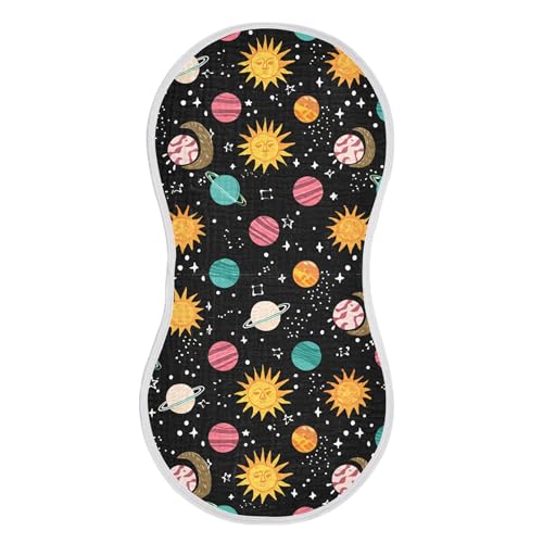 xigua Colorful Planet Muslin Baby Burp Cloths Set of 4, Super Soft & Absorbent Burping Rags, Cotton Burp Clothes Shower Gift for Newborn, Baby Girls and Boys