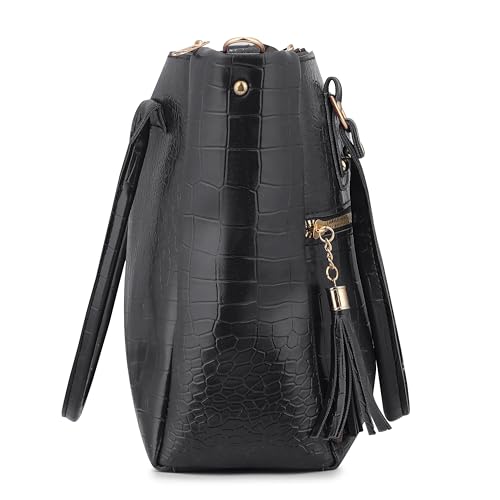 Image of AVERAA Women Handbag Combo Set (Medium + Mini) Croco Texture Faux Leather