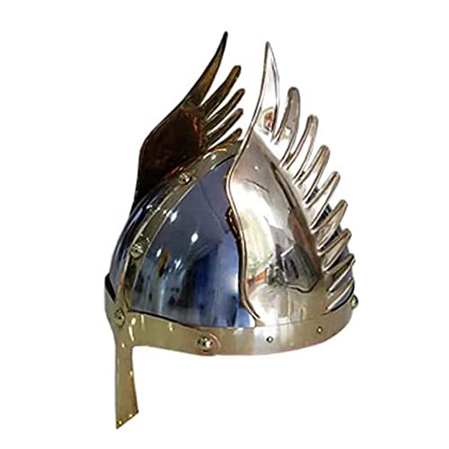 Image of AnNafi Winged Viking helmet | Norman Nasal King Helmet | Deluxe Viking Helmet Armor | Winged Helmet Emperor Wings Armour Helmet for Adult | Medieval Costumes Helm SCA LARP Replica Costume Cosplay