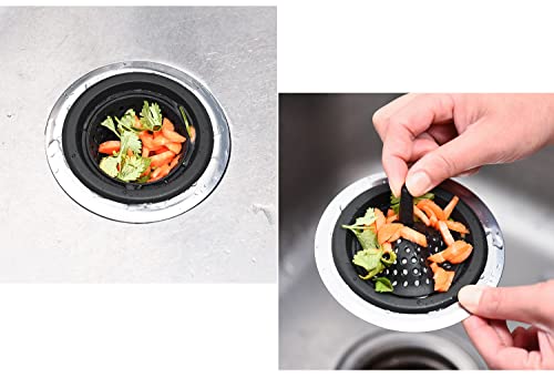 Image of Trifecta Kitchen Sink Strainer Food Catcher 1 PCs 4.5 inch Diameter, Flexible Silicone Kitchen Sink Drainers Traps Food Debris and Prevents Clogs, for Most Kitchen Sink Drains (Black - 1)