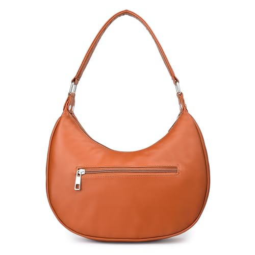 Image of K London Women's Vegan Leather Half Moon Bag | Stylish Black Shoulder Hobo | Compact Baguette Purse for Office, Casual, Party & Travel Use