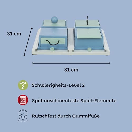 TRIXIE Poker Box 1 Hunde-Strategiespiel - Brettspiel mit 4 Spielelementen - unterschiedliche Herausforderungen - rutschfeste Gummifüße - Level 2 - spülmaschinenfest - erweiterbar - 31 × 31 cm - 32012