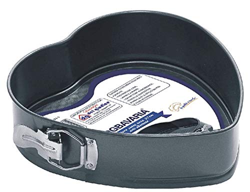 DG BAVARIA Tortiera Teglia Forma Cuore Misura 27 cm. Diametro Alta 6 cm. Circa, con Fondo Vassoio Colore Nero Serie Dolci e rustici