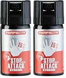 Perfecta Pfefferspray Stop Attack Extreme, Tierabwehrspray 40 ml, Abwehrspray ideal zur Selbstverteidigung, 4 m Sprühweite (Packung mit 2)