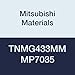 Mitsubishi Materials TNMG433MM MP7035 Carbide TN Type Negative Turning Insert with Hole, Coated, Triangular, Grade MP7035, 0.5" IC, 0.187" Thick, 0.047" Corner Radius, MM Breaker (Pack of 10)