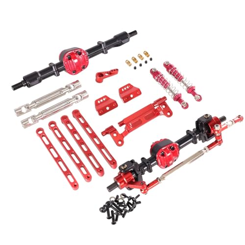 DAIKONRICH Used for MN Model 1/12 for MN82 LC79 MN78 RC Car Parts Metal Upgrade Front and Rear Assembly Kit(BlackandRed)