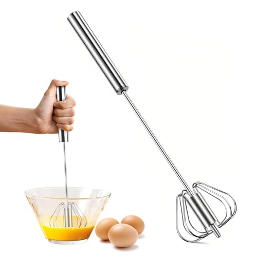 Fouet Cuisine, Fouet Semi Automatique, Fouet, Inoxydable Batteur Manuel, Semi-Automatique Fouet Rotatif, Batteur Rotatif Multifonctionnel Batteur Manuel pour Fouetter, Battre et Mélanger