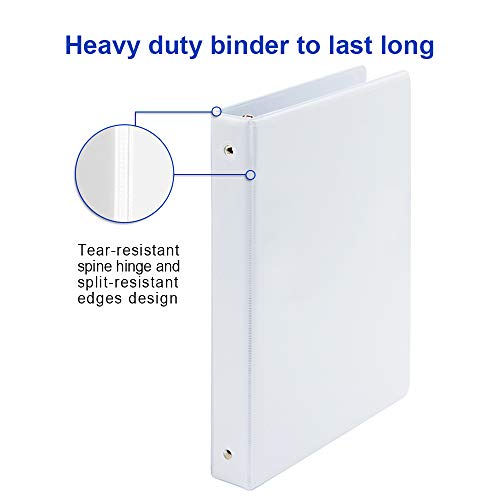 Comix-1-inch-3-Ring-Binder-Durable-Presentation-White-View-Binders-Holds-200-Sheets-8pack-A2130WH-8