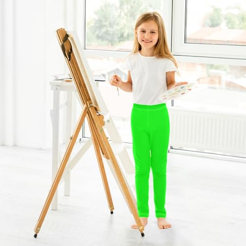 Girls' Leggings Neon Lime Green Solid Color Dance Pants Tights Trousers Casual Yoga Pants Kids Leggings, 4T 5