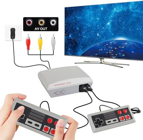 Retro Game Console with 300+ Built-in Classics, 2 Wired Controllers for Plug & Play Fun