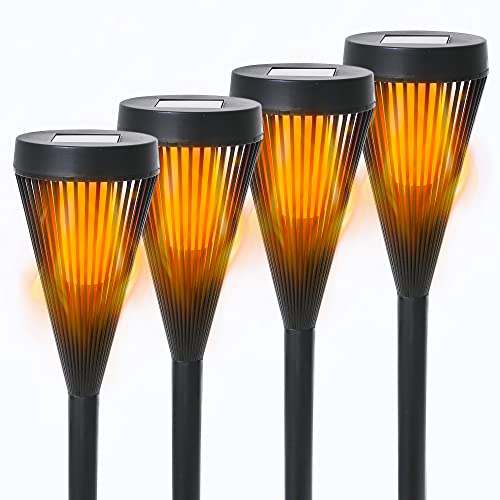 Lusharbor Solar Outdoor Lights, Solar Torch Lights With Flickering Flame, 12 Led Waterproof Solar Lights Auto On/Off Outdoor Landscape Decor Flame Lights For Garden, Patio, Yard, Driveway, 4 Pack #TOP7