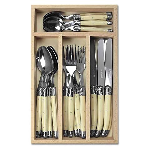 Laguiole 24pc Cutlery Set in Tray (Multi Coloured/Wild Flowers) Cover