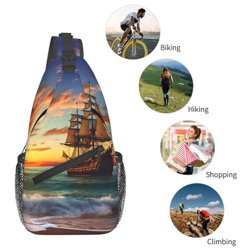 Mochila bandolera pirata negra para exteriores miniatura 5