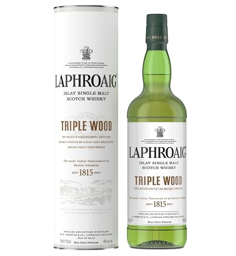 Laphroaig Triple Wood Islay Single Malt Scotch Whisky, mit Geschenkverpackung, einzigartig torfig-rauchig mit leichter Sherrysüße, 48% Vol, 1 x 0,7l