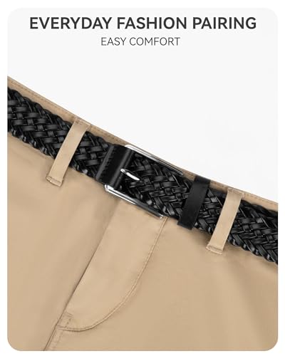 Braided Belts Men Leather, 1 3/8" Casual Woven Belts for Men4