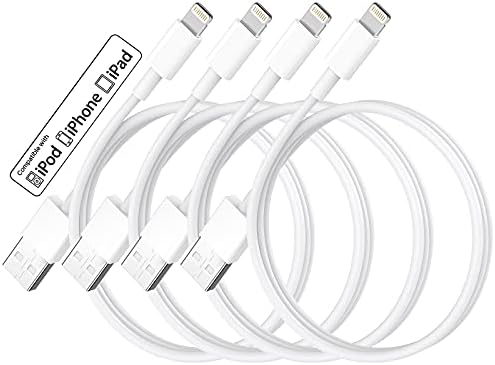 iPhone Charger 3ft 4 Pack, [MFi Certified] Lightning to USB Cable 3Foot, Fast iPhone Charging Cables Cord for Apple iPhone 14 Pro Max/14/13 Pro/12 Pro/11/XR/Xs/X/8/7/6, for iPad Pro/Air/Mini-White