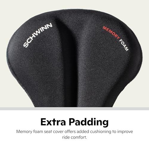 image for Schwinn Sport Memory Foam Dual Strap Bike Seat Cover, Saddle Cover for