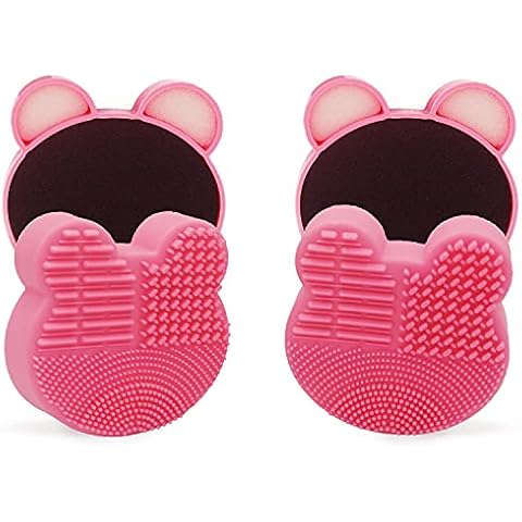Bleu Bath (2 Pack) Silicone Makeup Brush Cleaner Sponge with Removal Color Cleaner Sponge Portable Cosmetic Brush Cleaning Tool for Quick Color Change Dry Cleaning Sponge Cover