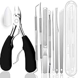 10pcs Ingrown Toenail Pedicure Tool Kit, Professional Surgical Stainless Steel Ingrown Toenail Removal, Treatment for Nail Correction Polish Pain Relief (Black)
