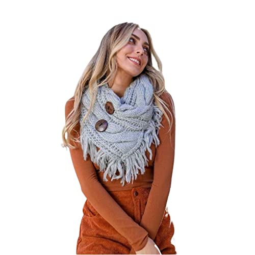 TD Collections Women's Winter Warm Button Accent Cable Knit Infinity Scarf - YS3680