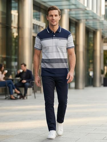 Image of GODFREY Half Cotton Polo T Shirt for Man with Pocket - Regular Fit Mens Collar Tshirt