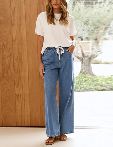 Yeokou Women Wide Leg Jeans Casual Loose Fit High Elastic Waist Denim Pants with Pockets3