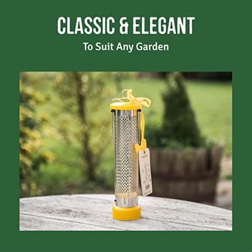 Honeyfields 71481197 Hanging Sunflower Hearts Seed Feeder, Metal & Heavy Duty For Outdoor & Garden use. In Green, Easy Clean, Ideal for Wild Bird Food, Yellow, 36.5 cm*9.0 cm*9.0 cm