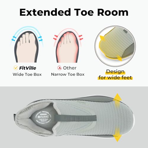 Image of FitVille Men's Extra Wide Slip on Walking Shoes with Arch Support Men Slip on Sneakers for Foot Pain Relief-Stepease V2