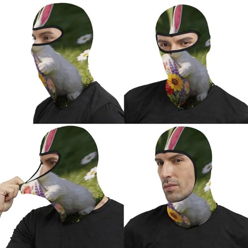 Balaclava Floral Bunny para Hombres y Mujeres, Máscara de Esquí Antiviento Cálida, Gargantilla de Cubierta Total para el Cuello, Mascarilla Facial Completa para Motocicleta, Bufanda para Invierno al Aire Libre miniatura 5