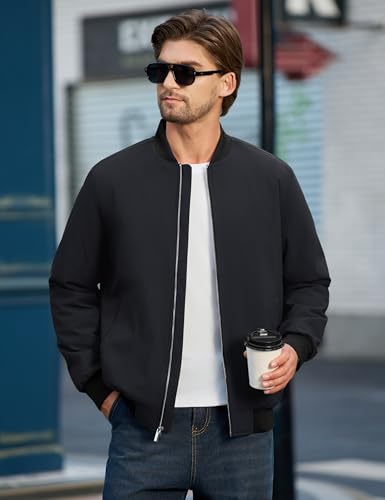 Cotrasen Men's Bomber Jacket Fall Winter Warm Windbreaker Full Zip Windproof Casual Padded Coats2