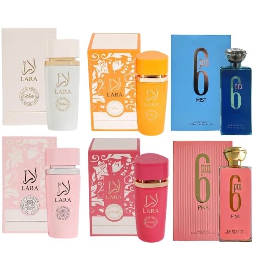 Juego de perfumes de 6 piezas para mujer, fragancia floral, set de regalo con gourmand, vainilla, dulce perfume afrutado, 3.4 onzas líquidas cada