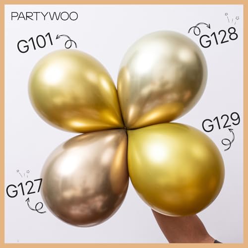 PartyWoo Metallic Gold Balloons 152pcs Different Sizes of 18 12 10 5 Inch Chrome Gold Balloon Arch Kit Garland for Birthday Graduation Baby Shower Wedding Bachelorette Party Decorations Gold-G127