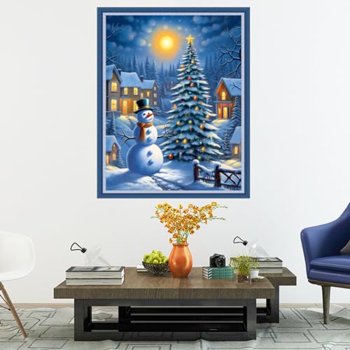 Image of Dooxvey Cross Stitch Kits for Adults Stamped Full Range of Embroidery Starter Kits for Beginners 11CT Printed Cross Stitch Patterns Needlepoint Kits Stamped Crossstitch-Snow Scenery 16x20 inch