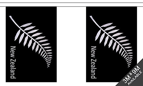 Flagtex New Zealand Fern Fabric Bunting – 9m with 30 Flags – Fabric for Indoor & Outdoor Use – String Flags Banners Silver Fern NZ Kiwi Aotearoa