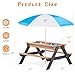 Mederra 3-in-1 Wooden Kids Picnic Table with Adjustable Umbrella, Sand and Water Activity Table with Removable Boxes for Outdoor Backyard Patio Play